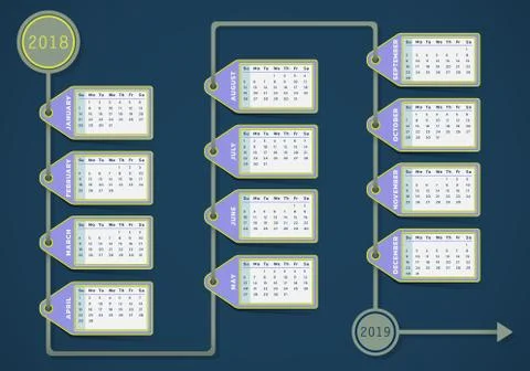 Calendar 2018 label design Illustrazione stock