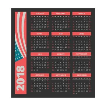 Calendar 2018 template Stock Illustration