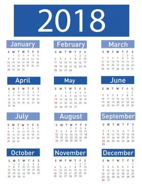 Calendar for 2018 vector illustration Stock Illustration