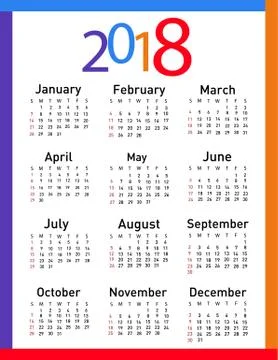 Calendar for 2018 vector illustration Stock Illustration