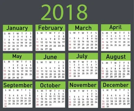 Calendar for 2018 vector illustration Stock Illustration
