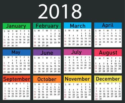 Calendar for 2018 vector illustration Stock Illustration