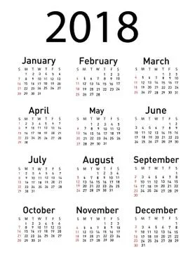 Calendar for 2018 vector illustration Illustrazione stock