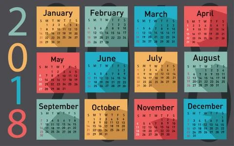 Calendar for 2018 vector illustration Stock Illustration
