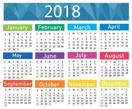 Calendar for 2018 vector illustration Stock Illustration