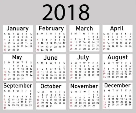 Calendar for 2018 vector illustration Stock Illustration