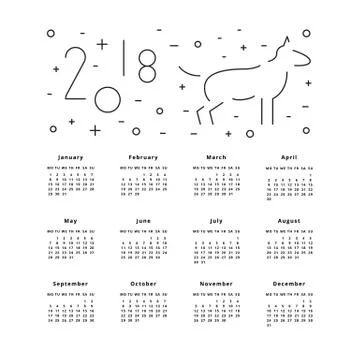 Calendar for 2018 Year Stock Illustration