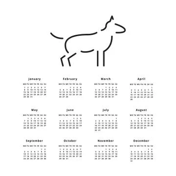 Calendar for 2018 Year Stock Illustration