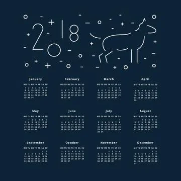 Calendar for 2018 Year Stock Illustration