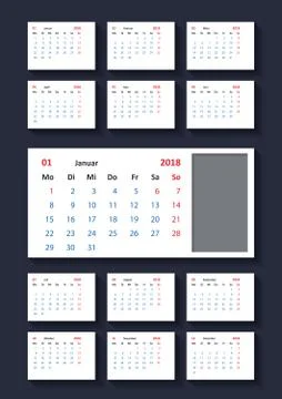 Calendar for 2018 year. Stock Illustration