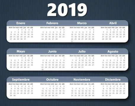 Calendar 2018 year vector design template in Spanish. Stock Illustration
