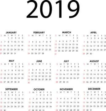Calendar 2019 Stock Illustration