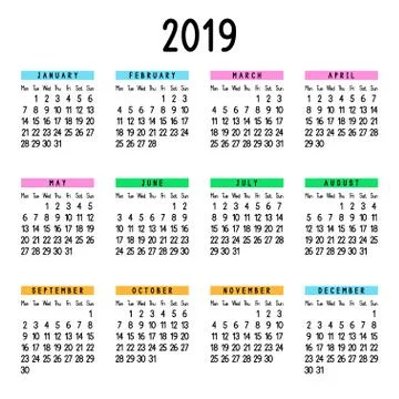 Calendar 2019 Stock Illustration
