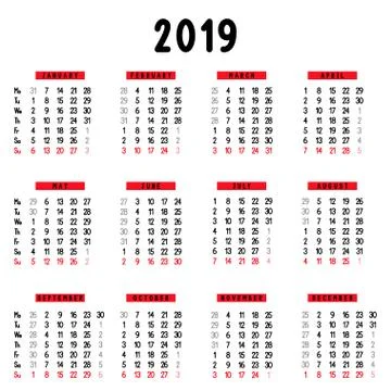 Calendar 2019 Stock Illustration