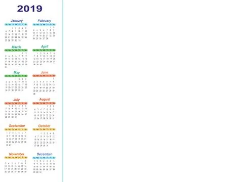 Calendar 2019 left Stock Illustration