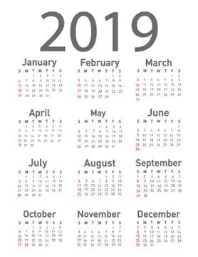Calendar for 2019 vector illustration Stock Illustration