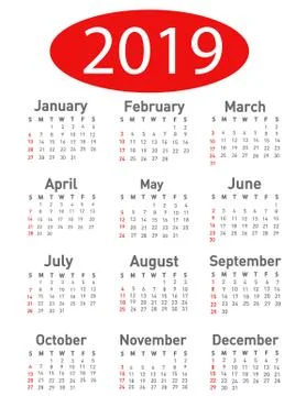 Calendar for 2019 vector illustration Stock Illustration