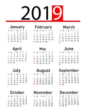 Calendar for 2019 vector illustration Stock Illustration