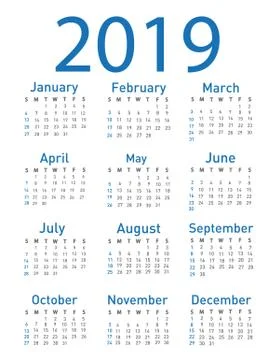 Calendar for 2019 vector illustration Stock Illustration