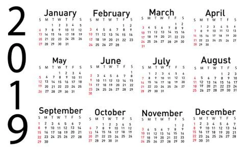 Calendar for 2019 vector illustration Stock Illustration