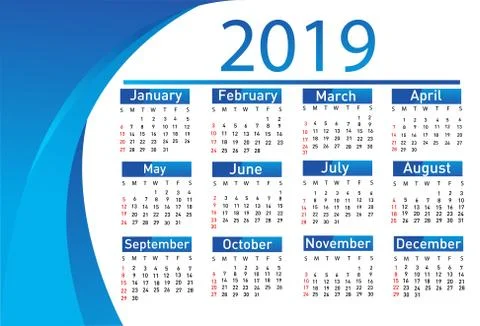 Calendar for 2019 vector illustration Stock Illustration