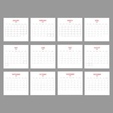 Calendar for 2020 Stock Illustration