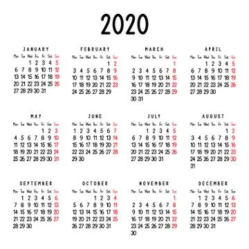 Calendar 2020 Stock Illustration