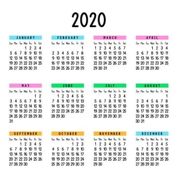 Calendar 2020 Stock Illustration
