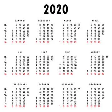 Calendar 2020 Stock Illustration