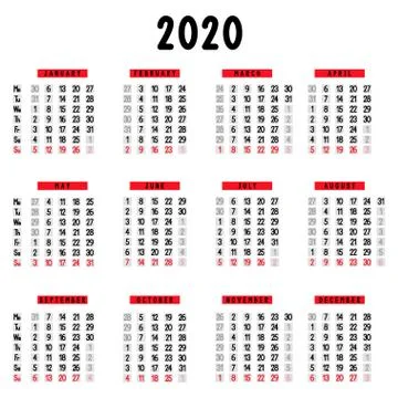 Calendar 2020 Stock Illustration