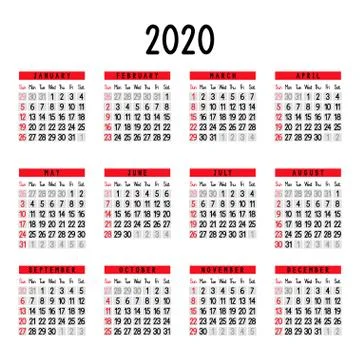 Calendar 2020 Stock Illustration