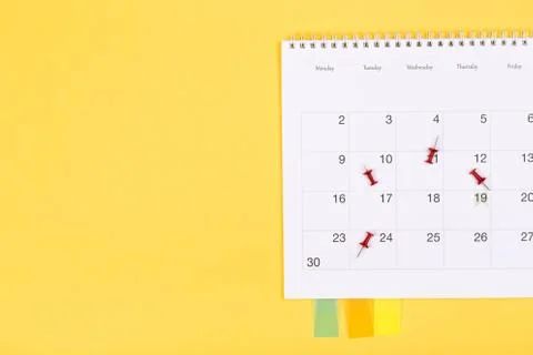 Calendar 2020  on solid yellow background with copy space, business meeting s Stock Photos