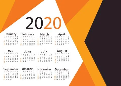 Calendar for 2020 vector illustration Stock Illustration