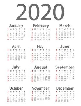 Calendar for 2020 vector illustration Stock Illustration