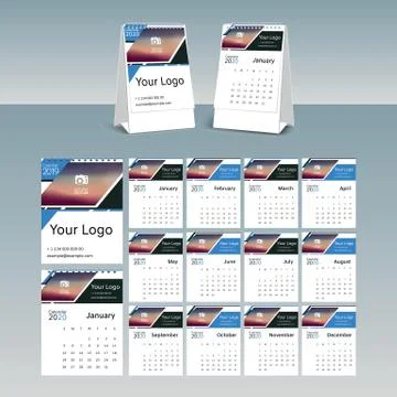 Calendar 2020 vector pocket basic grid. Simple design template Stock Illustration