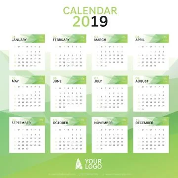 Calendar 2020 vector pocket basic grid. Simple design template Stock Illustration