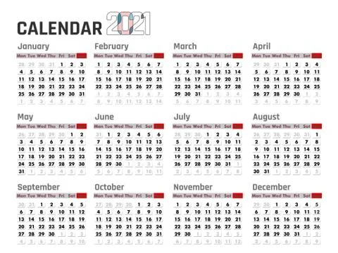 Calendar 2021 Stock Illustration