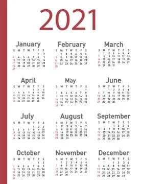 Calendar for 2021 vector illustration Stock Illustration