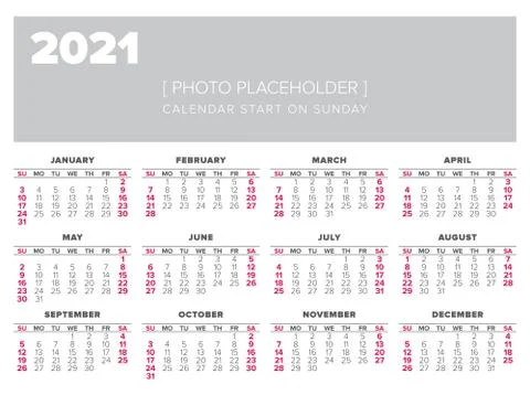 Calendar 2021 year vector design template Stock Illustration