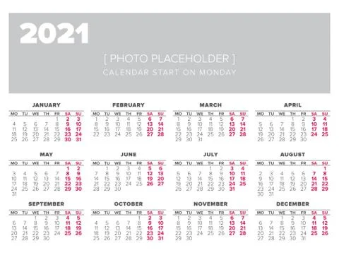Calendar 2021 year vector design template Stock Illustration