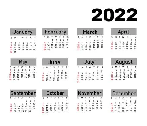 Calendar for 2022 vector illustration Stock Illustration