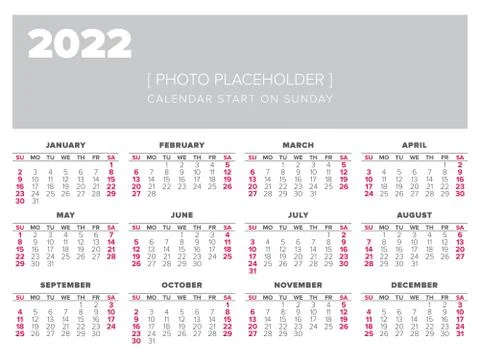 Calendar 2022 year vector design template Stock Illustration