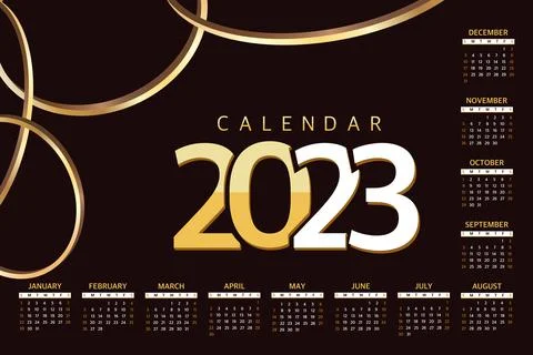 Calendar 2023 Planner template, the beginning of the week on Sunday. Vector i Stock Illustration