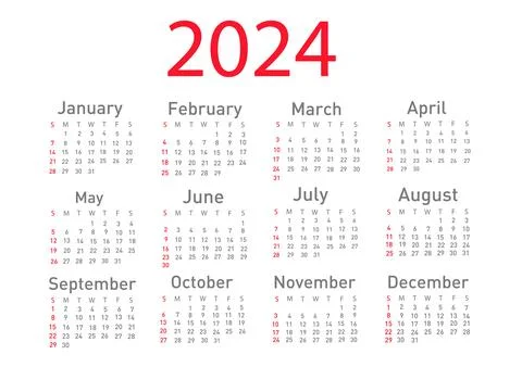 Calendar for 2024 vector illustration Stock Illustration
