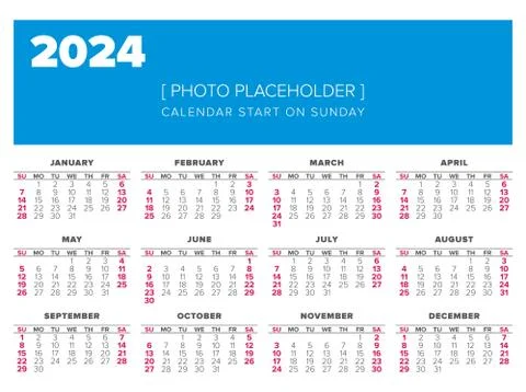 Calendar 2024 year vector design template Stock Illustration