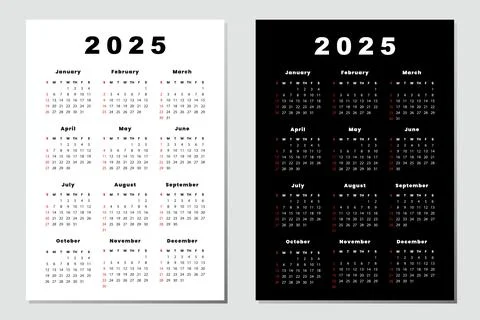 Calendar 2025. Template. Print. Stock Illustration