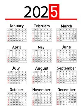Calendar for 2025 vector illustration Stock Illustration