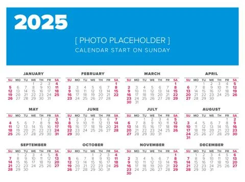 Calendar 2025 year vector design template Stock Illustration