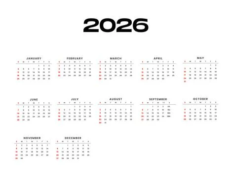 Calendar 2026 design Stock Illustration