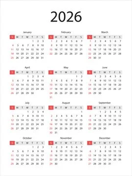 Calendar 2026 Stock Illustration